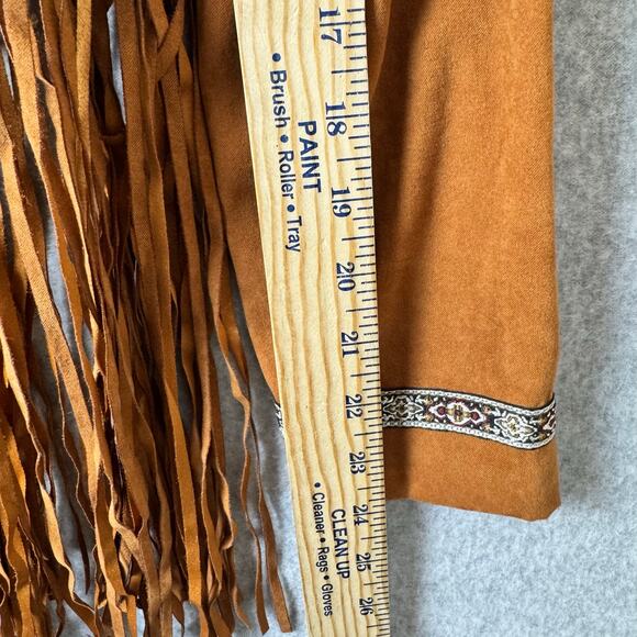 Flying Tomato Fringe Jacket Brown Faux Suede Womens Medium Boho Southwest Hippie - Picture 10 of 11